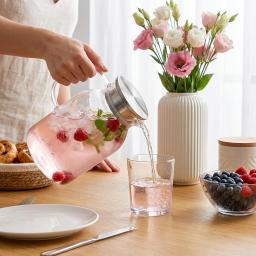 Wilmax Glaskrug 2100 ml mit Edelstahldeckel & Filter – Thermoglas 3