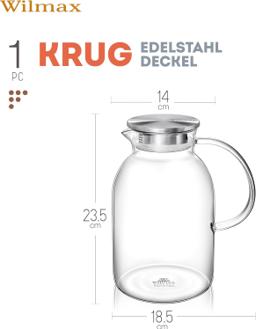Wilmax Glaskrug 2100 ml mit Edelstahldeckel & Filter – Thermoglas 4