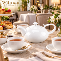 Wilmax Kaffee- & Teekanne 450 ml mit Ausgusssieb – Weiß Porzellan 2