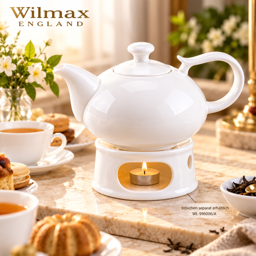 Wilmax Kaffee- & Teekanne 450 ml mit Ausgusssieb – Weiß Porzellan 5