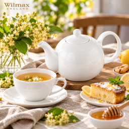 Wilmax Kaffee- & Teekanne 500 ml mit Ausgusssieb – Weiß Porzellan (Modell 994018) 2
