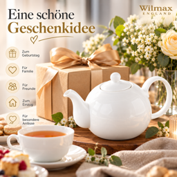 Wilmax Kaffee- & Teekanne 500 ml mit Ausgusssieb – Weiß Porzellan (Modell 994018) 5