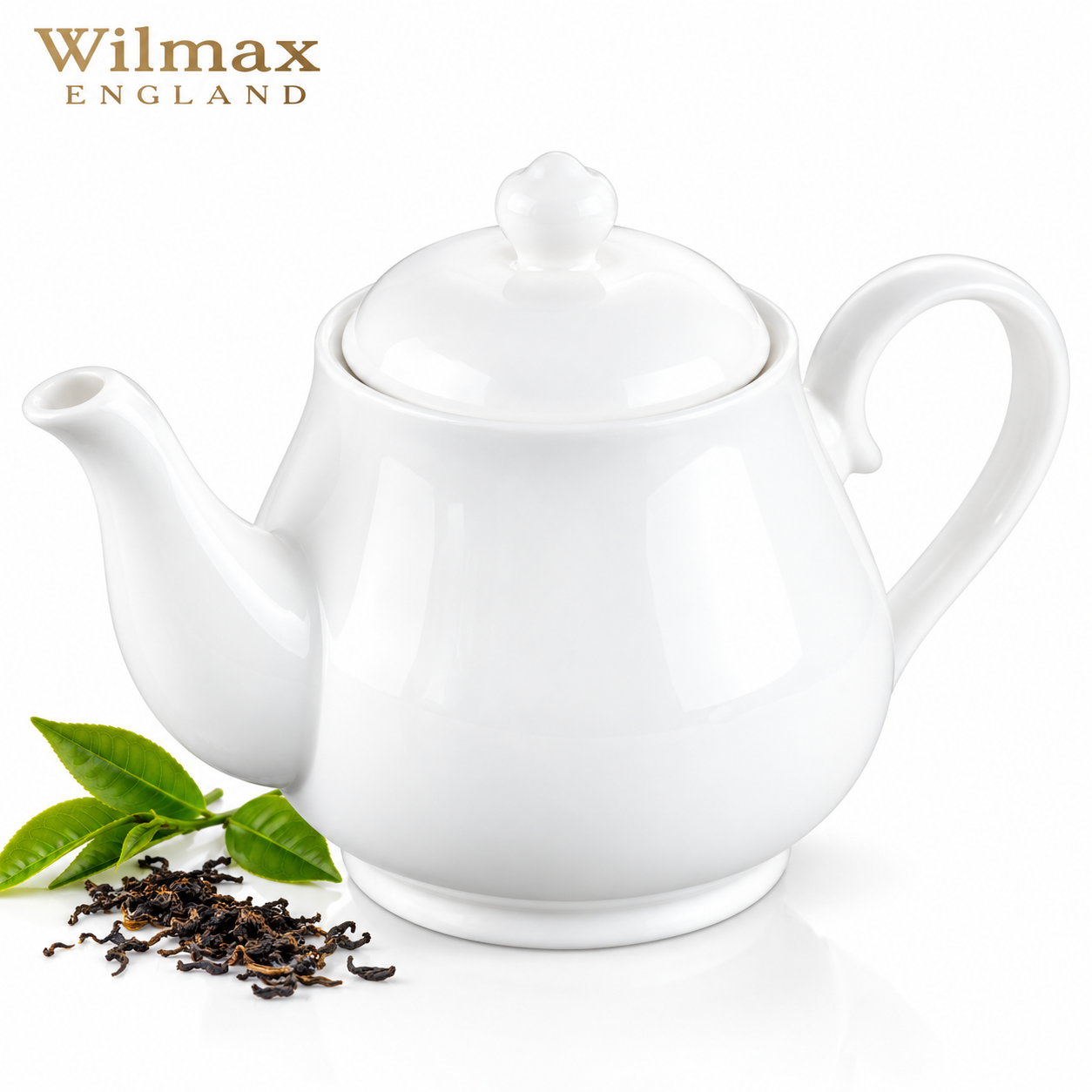 Wilmax Kaffee- & Teekanne 850 ml mit Ausgusssieb – Weiß Porzellan