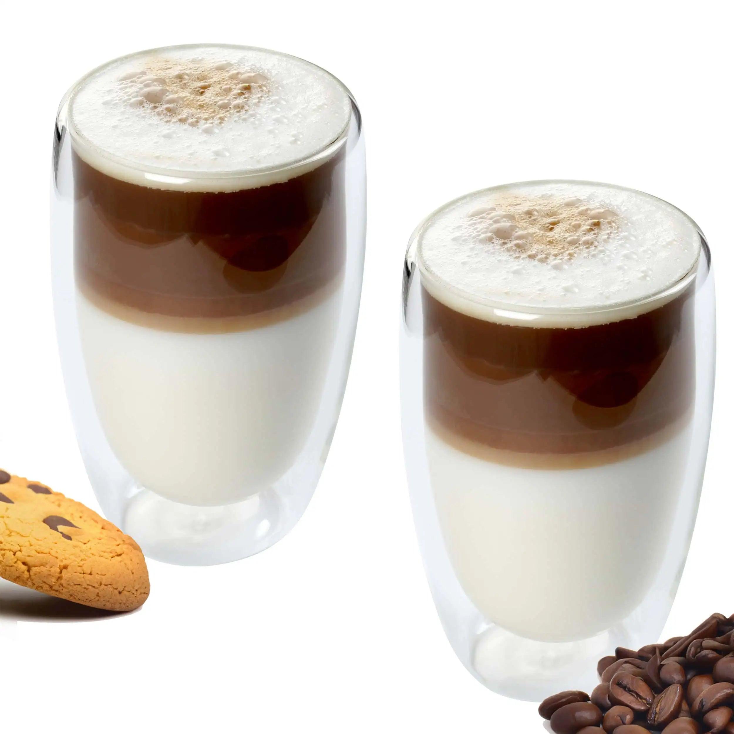 HELDENA Double-Walled Glasses 450 ml – Set of 2 for Latte Macchiato
