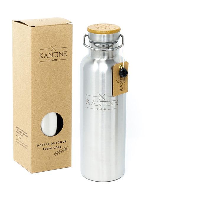 HELDENA Insulated Outdoor Water Bottle 750 ml – Stainless Steel with Bamboo Lid